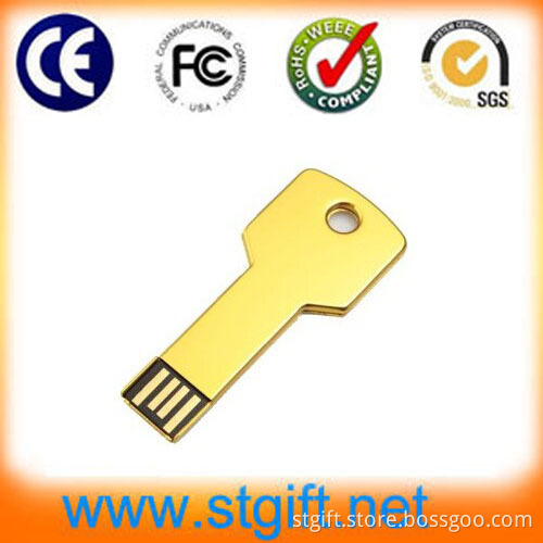 USB Memory Factory Price USB 2.0 Flash Drives Gold USB Key